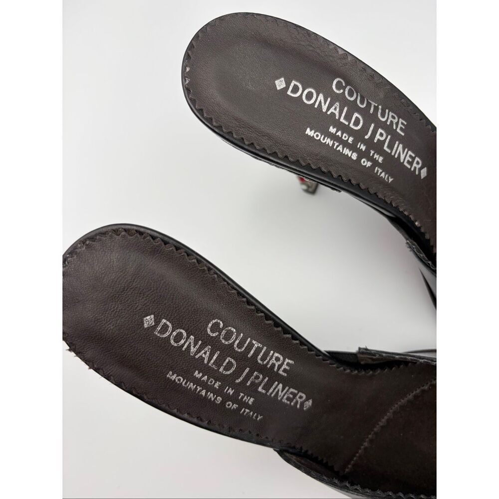 Donald J Pliner Couture Black Leather Jeweled Heel Mules Italy 8.5N - Picture 7 of 12